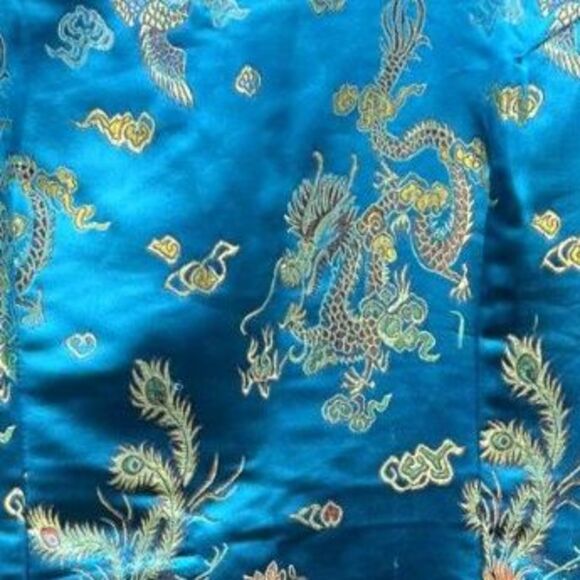 Retro Chinese Style Dragon Phoenix Satin Cheongsam Traditional Dress :Pre-owned - Picture 8 of 8